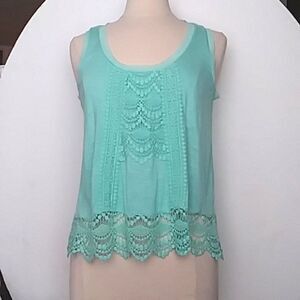 Eyeshadow Brand Tank Top Crochet Fairy Mermaid Mint Green Sleeveless Y2K Top M